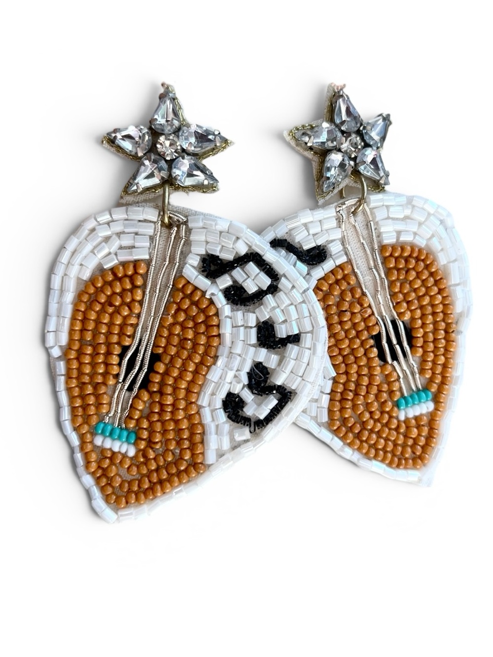 VIOLA Guitar Heart Boho Beaded Dangle Earrings NWT